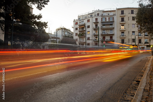 Ηour of peak traffic in Athens.Car motion.