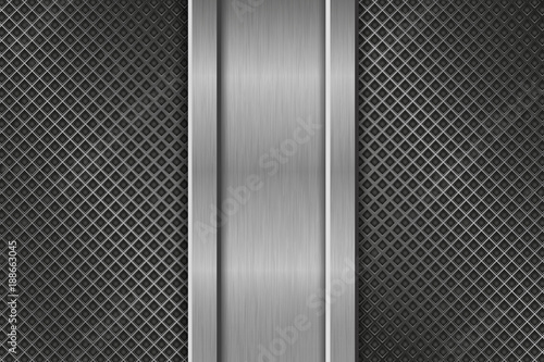 Metal perforated background with steel vertical plate