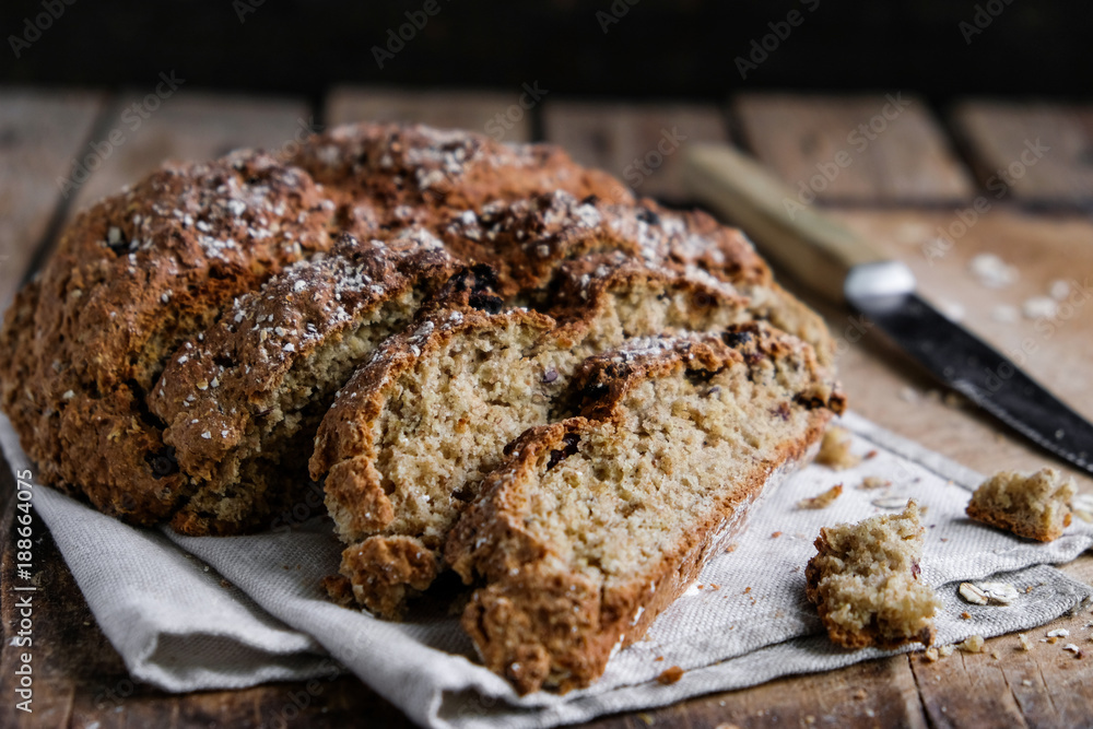 Fototapeta premium homemade bread on a wooden background