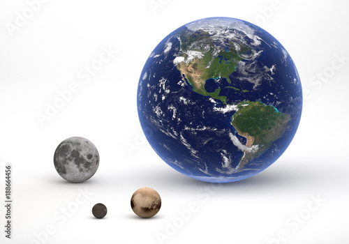 Fototapeta Naklejka Na Ścianę i Meble -  Earth and Pluto system comparison