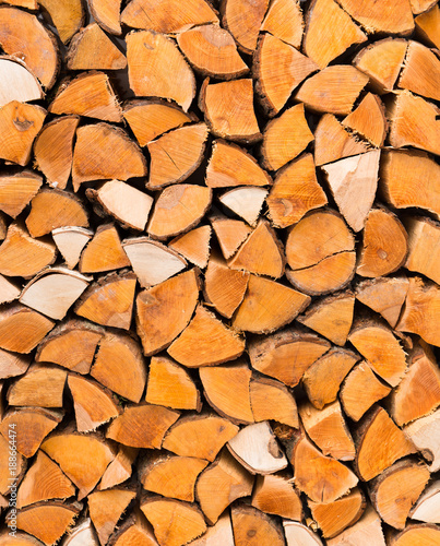 background of chopped firewood closeup