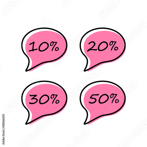 Sale tag set 10, 20,30,50 percent
