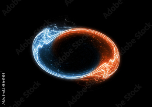 Fotografija Fire and ice circle electrical lightning, swirling plasma