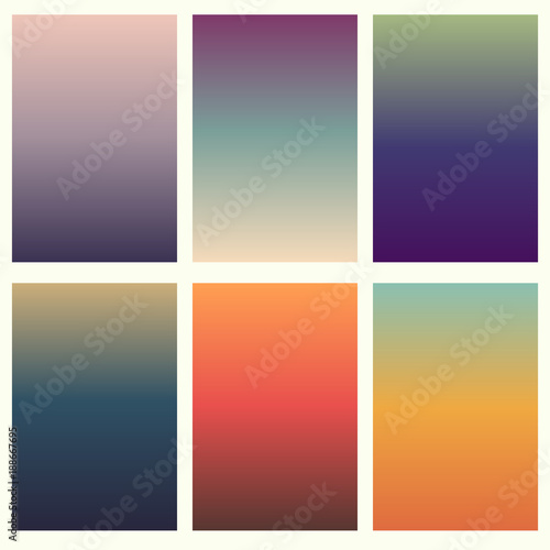 Colorful soft vector backgrounds gradient set. Abstract gradient collection design template.