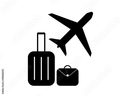 travel baggage for airplane on airport - pictogram vector photo