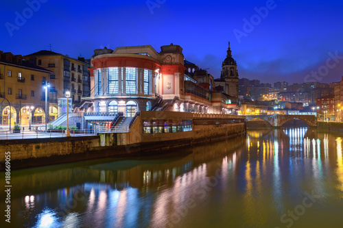 view of ribera market at morning in Bilbao, Spain