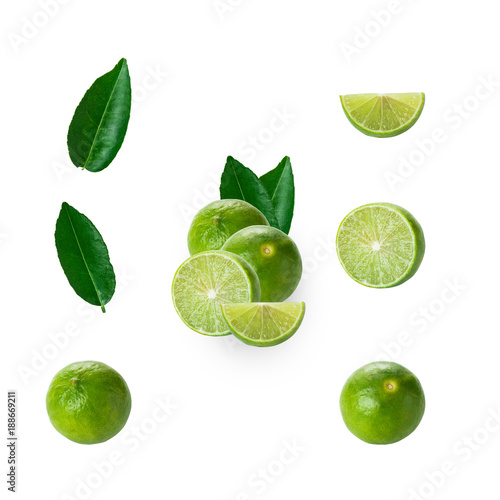 Lime isolated on white background, with clipping path
