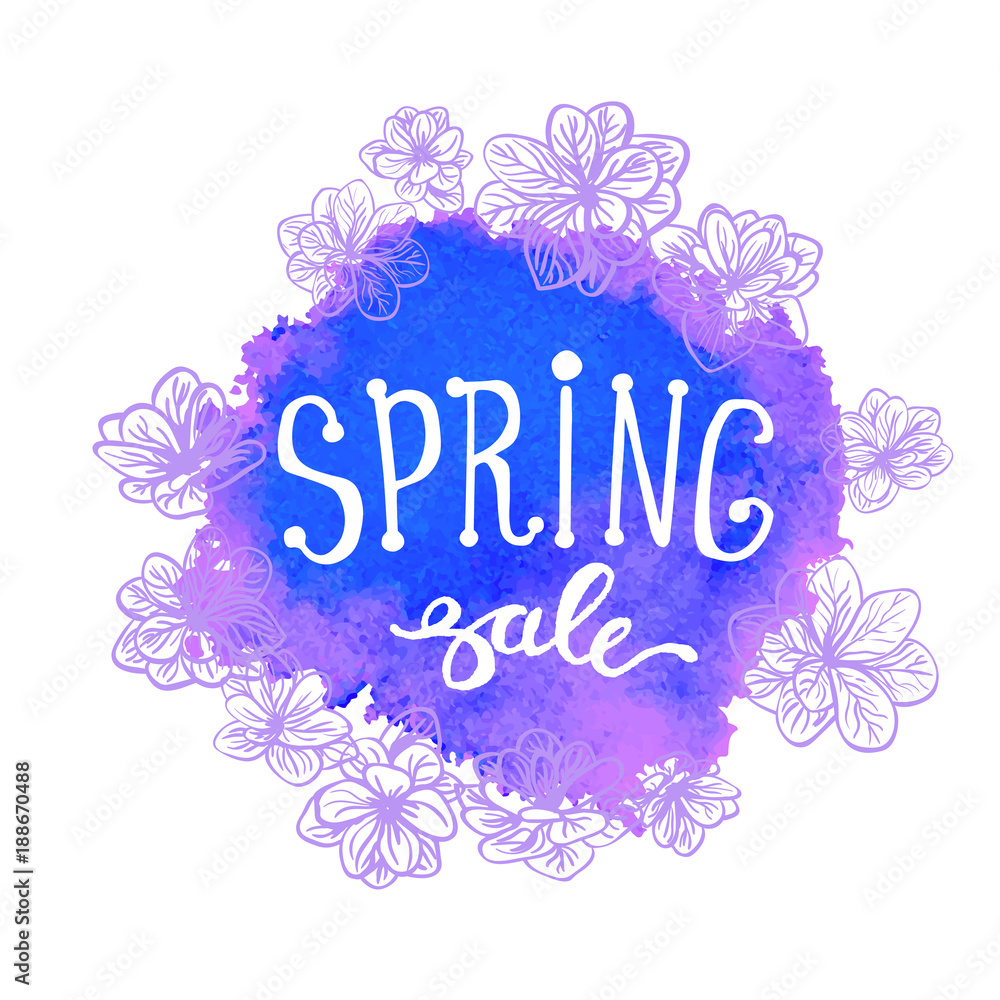 Colorful watercolor poster Spring sale