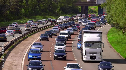 Car, Van & Lorry Traffic Jam; M6 Motorway Traffic; M6 Motorway, Cheshire, England photo