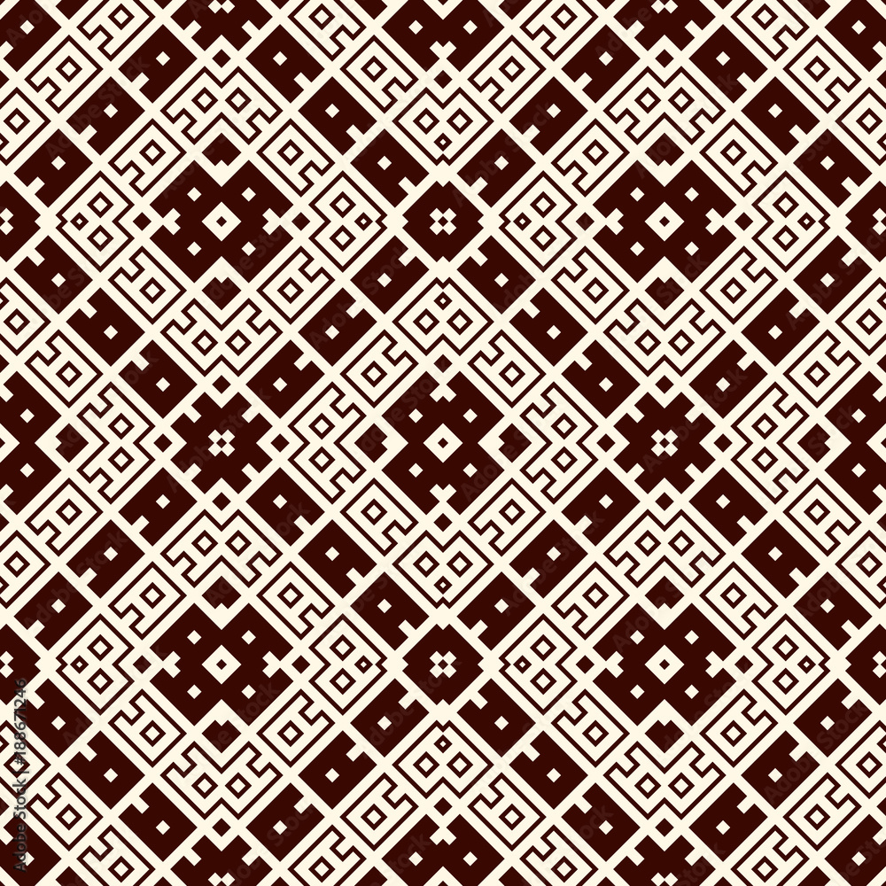 Seamless pattern design with ethnic ornament. Embroidery motif. Ancient ornamental wallpaper. Repeated geometric forms. Seamless pattern design with ethnic ornament. Embroidery motif. Ancient ornamental wallpaper. Repeated geometric forms.