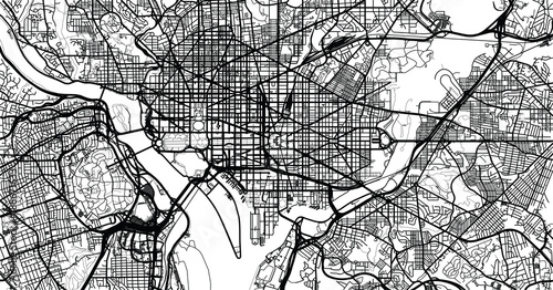 Obraz na plátně Urban vector city map of Washington D.C, USA