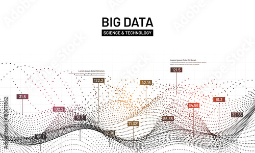 Big data visualization. Futuristic infographic. Information aesthetic design. Social network representation. Abstract data graph.