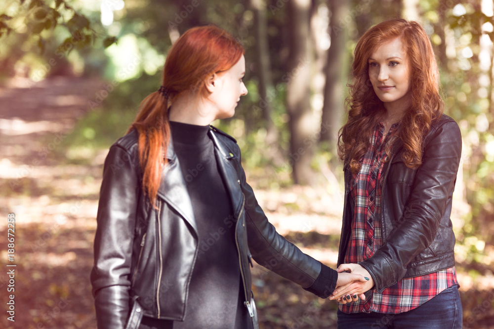 Red Haired Lesbian Girlfriends In The Forest Stock Foto Adobe Stock