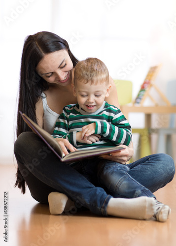 Mom reads with a child