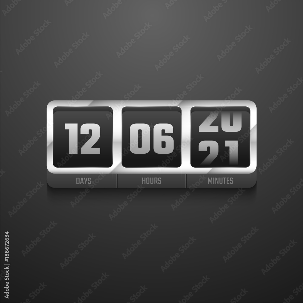 3D Countdown website, digital clock timer in metallic color background for coming soon or under construction design. 3D Countdown website, digital clock timer in metallic color background for coming soon or under construction design.