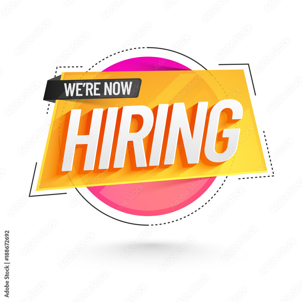 We are Hiring Poster or Banner Design. Job Vacancy Advertisement Concept on  yellow and pink background. Stock Vector | Adobe Stock