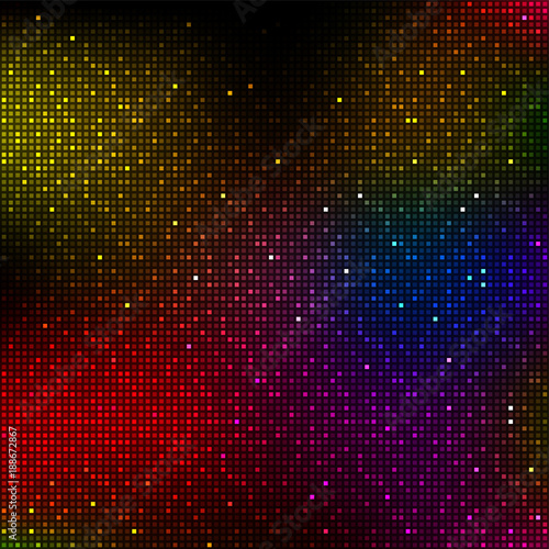Shiny colorful pixels background. Musical or Disco lights background.