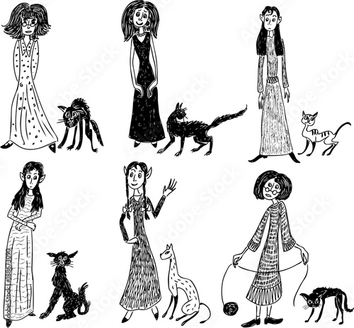 witches with their cats