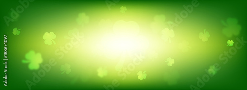 Happy St. Patrick's Day shiny banner design decorated with shamrock leaves.