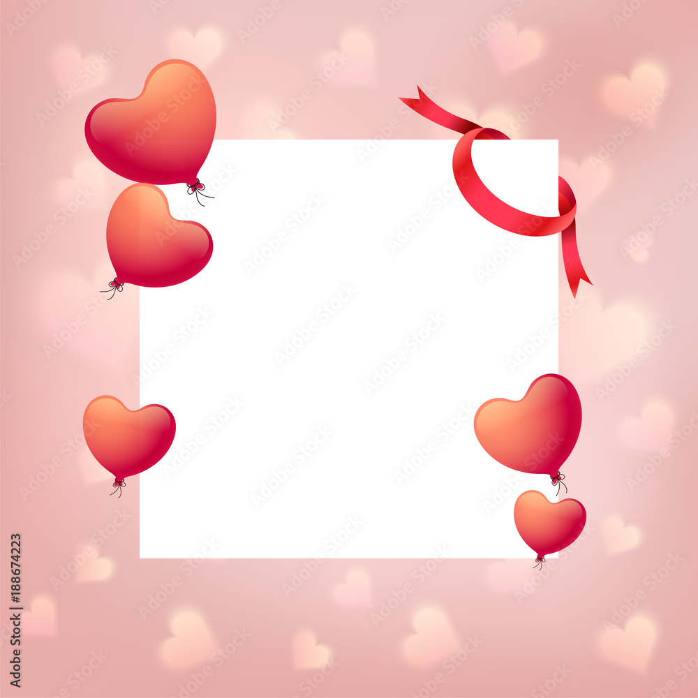 3D glossy hearts and space for text, Love or Valentines Day concept.