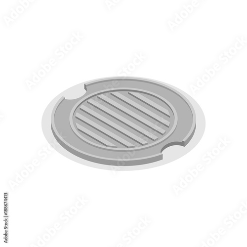 Sewer hatch Closed. Manhole cover. Well hatch. Vector illustration