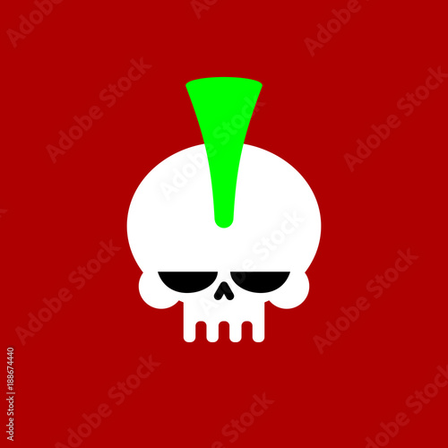 Punk skull with mohawk. head of skeleton. Vector illustration