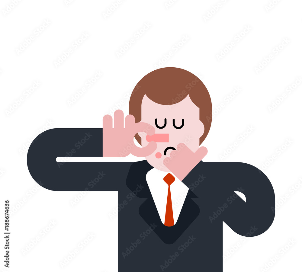 Stink Man Close nose. Guy and Bad smell. Vector illustration Stink Man Close nose. Guy and Bad smell. Vector illustration