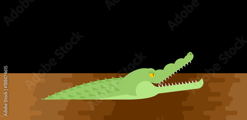 Alligator sewerage. Crocodile in sewer. Predator animal. City legend. Vector illustration