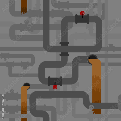 Sewerage pipe pattern. Water supply and Sanitation Sewage background. Vector texture
