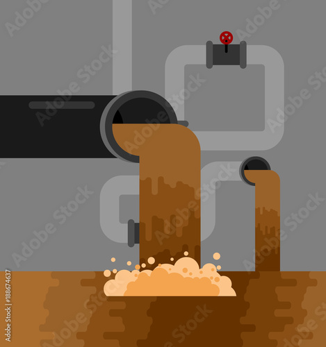 Underground sewerage System pipe. Water supply and Sanitation Sewage. Vector illustration