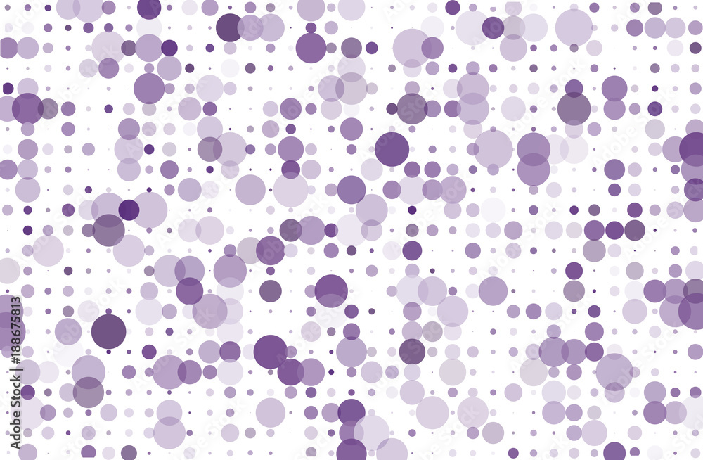 Dotted background with circles, dots, point different size, scale. Halftone pattern Vector illustration Violet, purple color Dotted background with circles, dots, point different size, scale. Halftone pattern Vector illustration Violet, purple color
