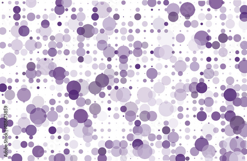 Dotted background with circles, dots, point different size, scale. Halftone pattern Vector illustration Violet, purple color