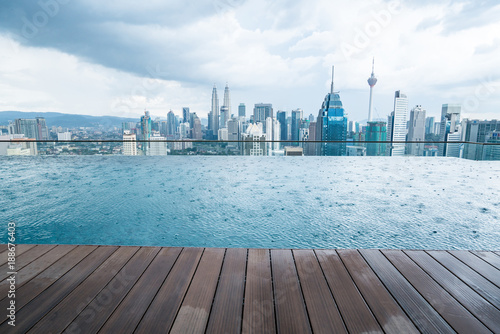 Photography City skyline from a rooftop in indonesia. Kuala Lumpur