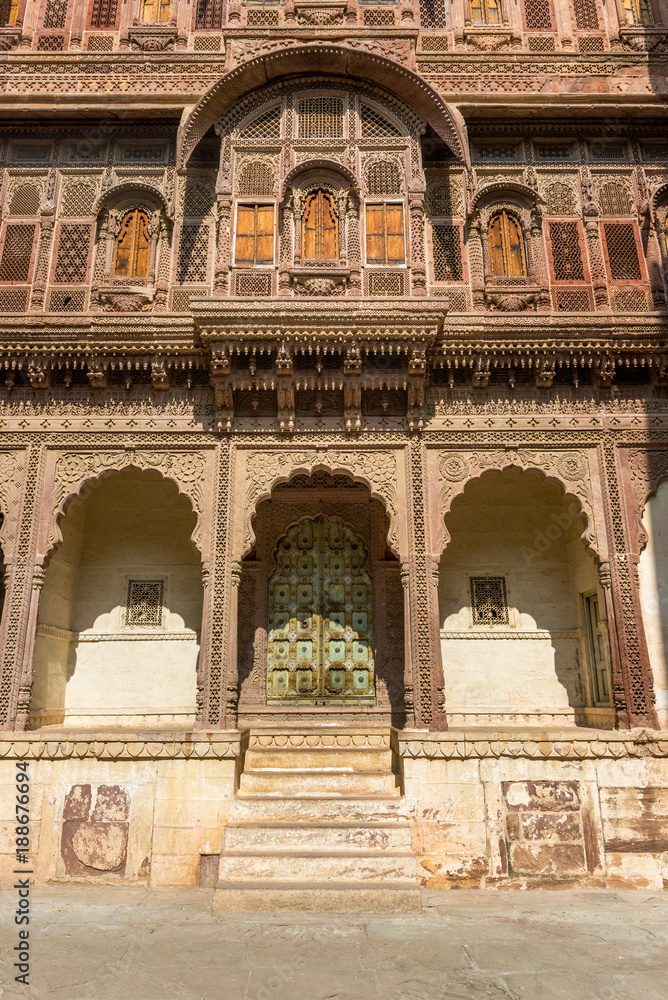facade of Mehrangarh Fort in Jodhpur, Rajasthan