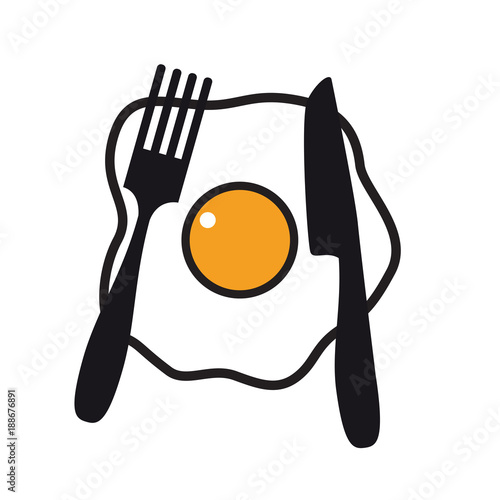 Vector abstract omelette of egg and yolk with cutlery