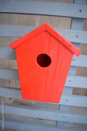 red house for birds