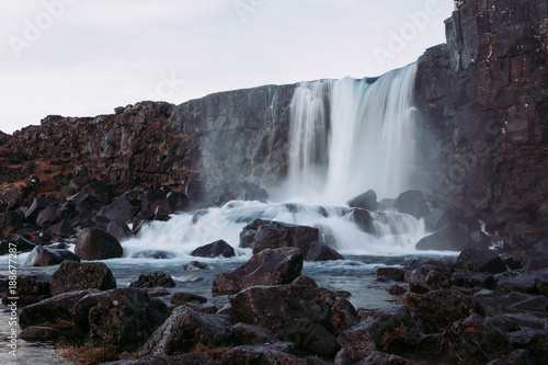 Island   Thingvellir Oxararfoss