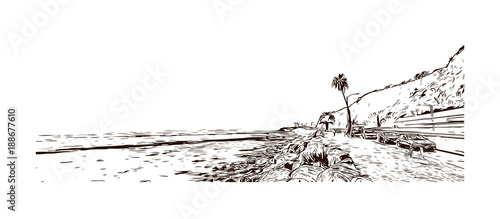 Los Angeles City in California. Hand drawn sketch illustration in vector.