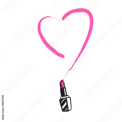 Makeup artist banner. Vector template.business concept. Lipstick with smear. Beauty logo. Fashion illustration