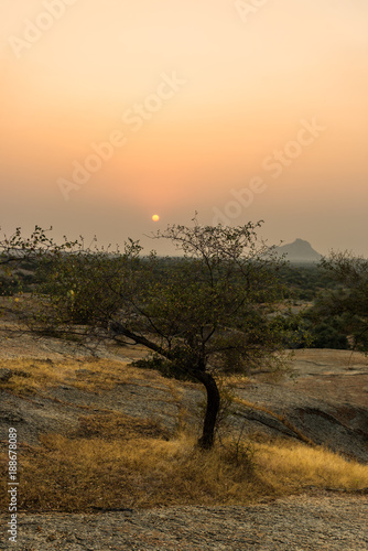 sunrise over Jawai Leopard Reserve  Bera  Rajasthan