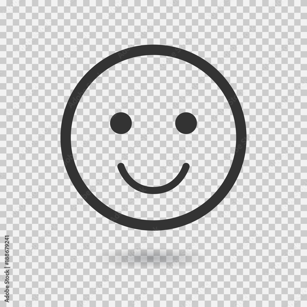 Smile vector icon. Emoji. Emoticon. Flat face. Vector illustration with shadow on transparent background Smile vector icon. Emoji. Emoticon. Flat face. Vector illustration with shadow on transparent background