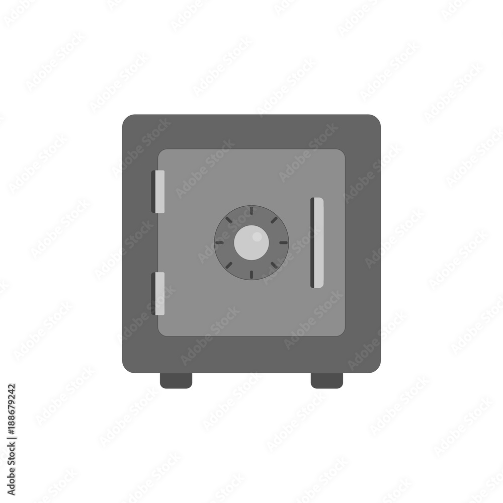 Safe vector icon. Metal strongbox. Security. Flat style. Vector illustration