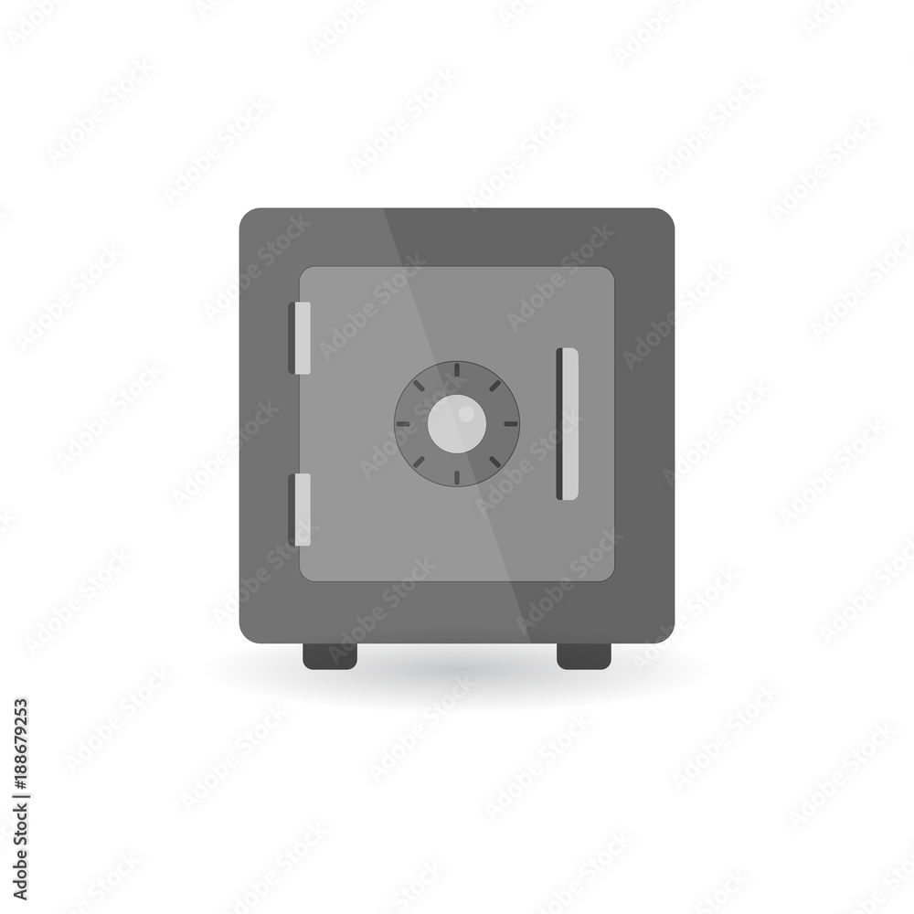 Safe vector icon. Metal strongbox. Security. Flat style. Vector illustration with shadow Safe vector icon. Metal strongbox. Security. Flat style. Vector illustration with shadow