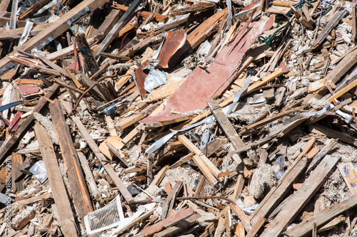 Obraz na plátne Pile of rubble from demolished building