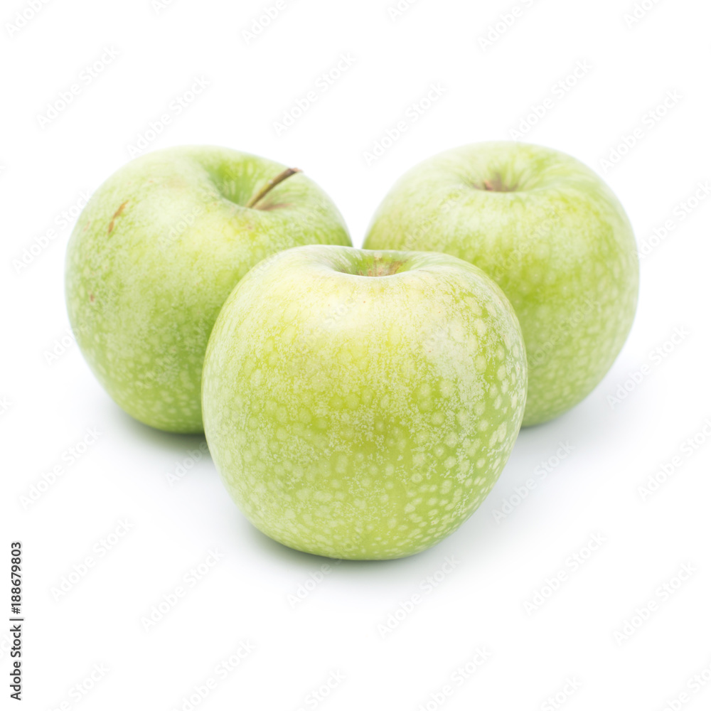 Green apples isolated on a white background Green apples isolated on a white background
