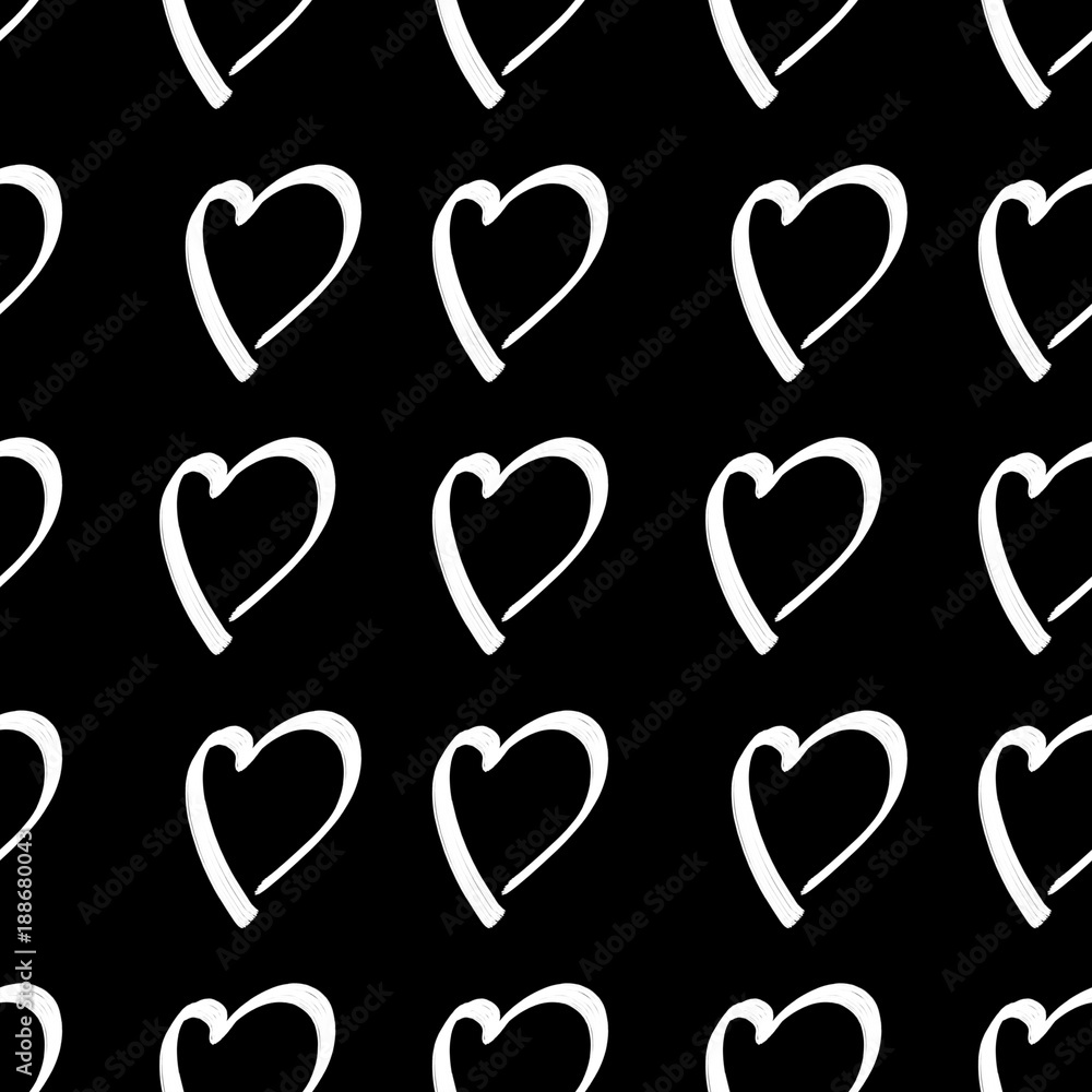 White hearts on black background. Seamless pattern. White hearts on black background. Seamless pattern.
