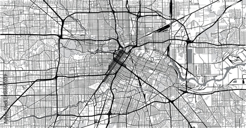 Urban vector city map of Houston, Texas, USA