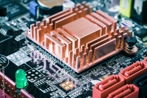 close-up of electronic circuit board with electronic components