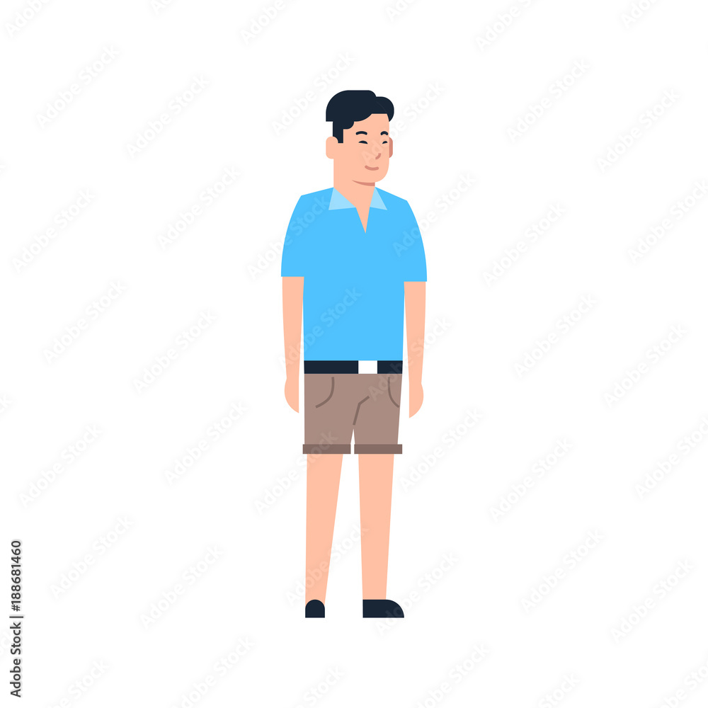 Young Asian Man Chinese Or Japanese Male Wearing Casual Clothes Full Length Isolated Vector Illustration