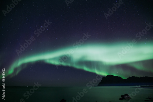 Norwegen   Polarlichter, Hauklandbeach auf den Lofoten © Florian Gurtner